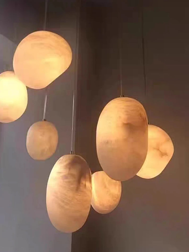 Luxury Marble Pebble Chandelier Modern Alabaster Pendant Light Dimmable Luster Ceiling Lamp for Villa Staircase 2026