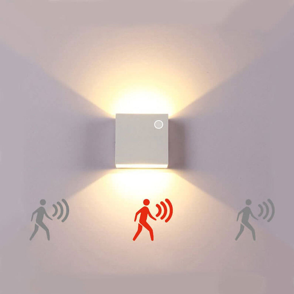 Bramley Cube Wall Sconce, Black White IP65 Waterproof LED Up Down Outdoor Light for Back Door, Garage & Side Passage