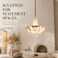 Modern Nordic 2026 Designer Pendant Lamp Natural Alabaster Bowl Cone Neck Saucer Dimmable LED for Kitchen Island Room Decor
