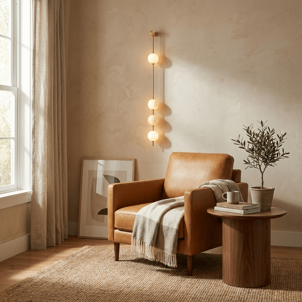 Vertical Alabaster Orb Wall Sconce