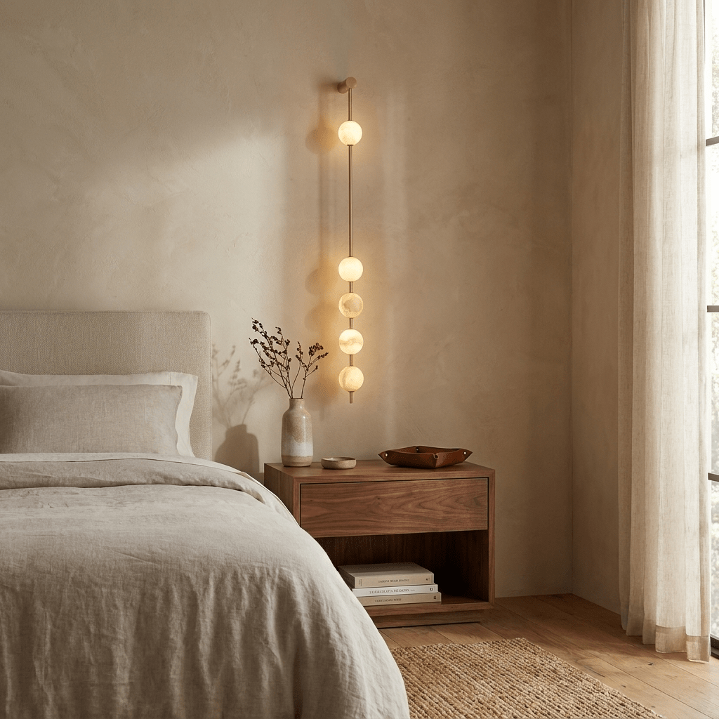 Vertical Alabaster Orb Wall Sconce
