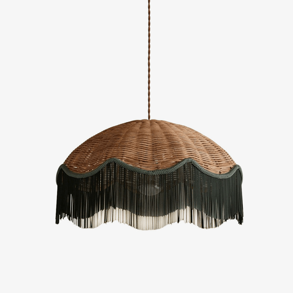 Mariel Rattan Fringe Pendant Light
