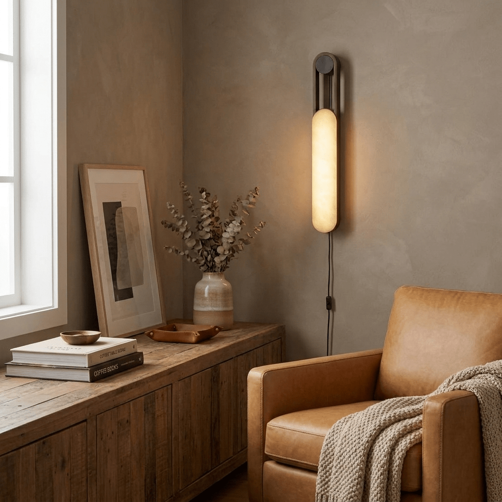 Norix Alabaster Frame Plug-in Wall Light