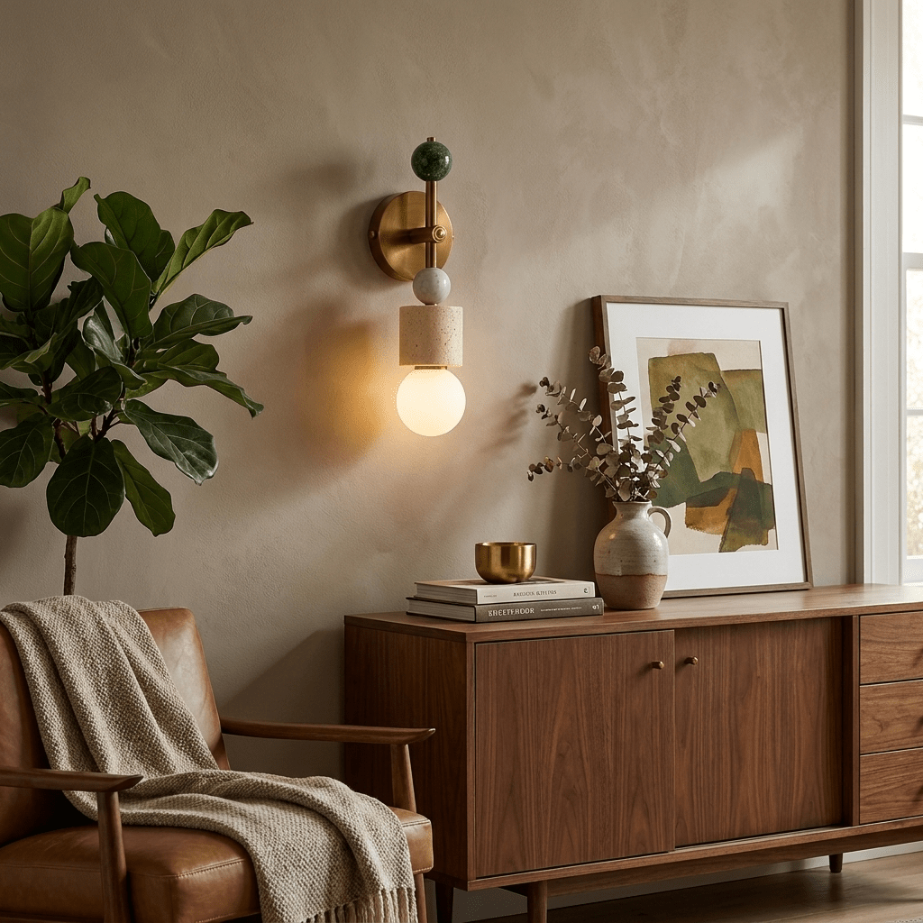 Aurevia Brass Marble Wall Sconce