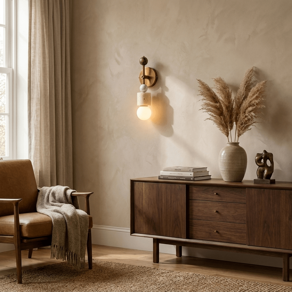 Aurevia Brass Marble Wall Sconce