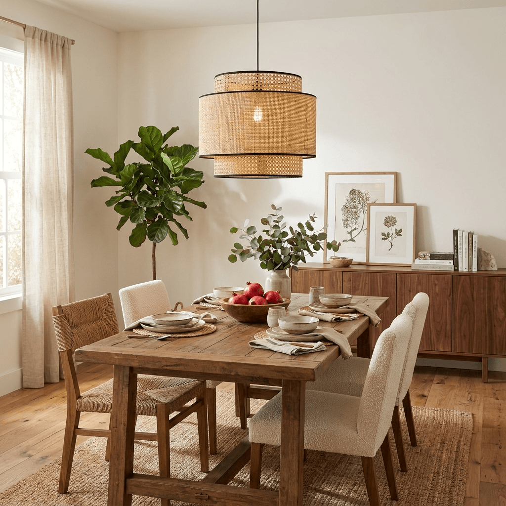 Sienna Rattan Fabric Pendant Lamp