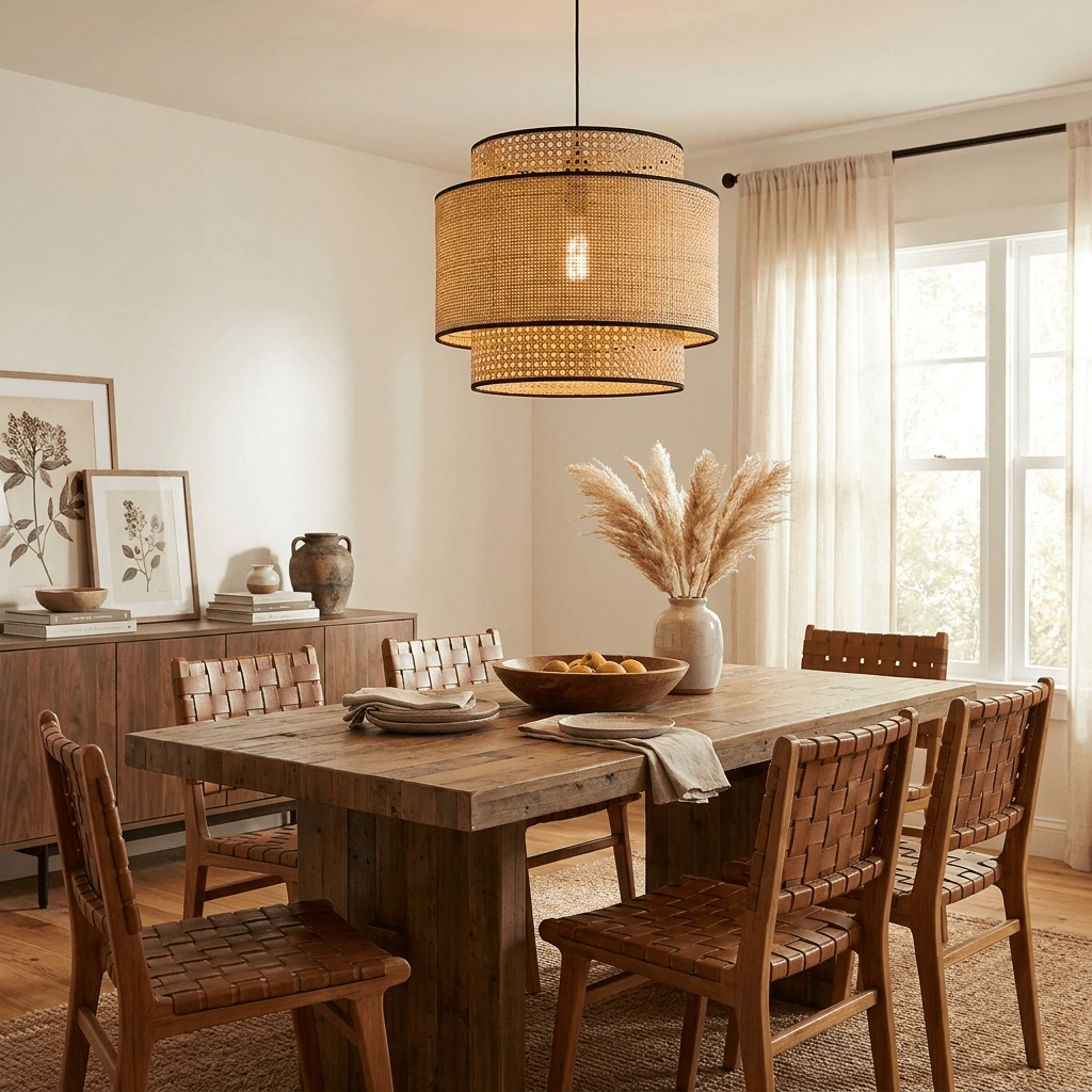 Sienna Rattan Fabric Pendant Lamp