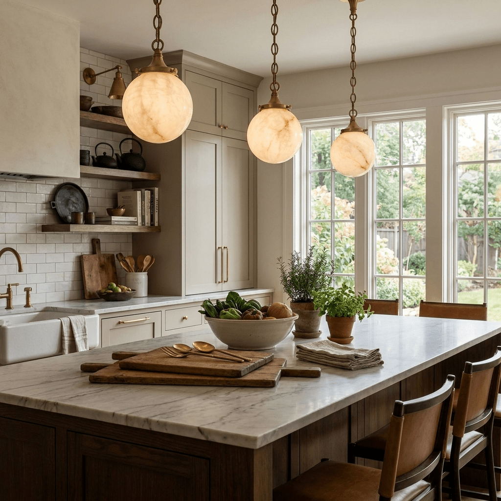 Luna Alabaster Globe Pendant Light