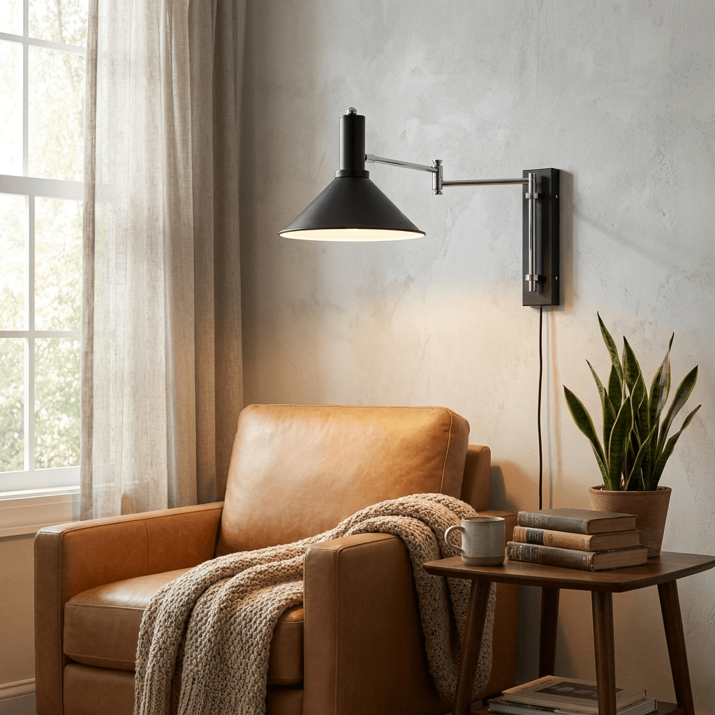 Cone Swing Arm Plug-in Wall Sconce