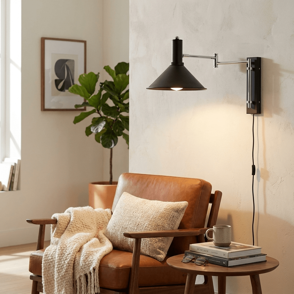 Cone Swing Arm Plug-in Wall Sconce