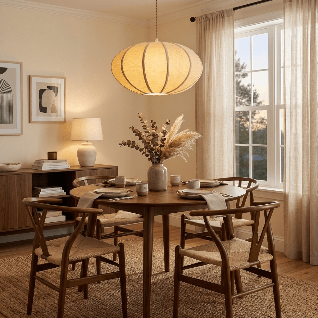 Melon Ribbed Fabric Pendant Lamp
