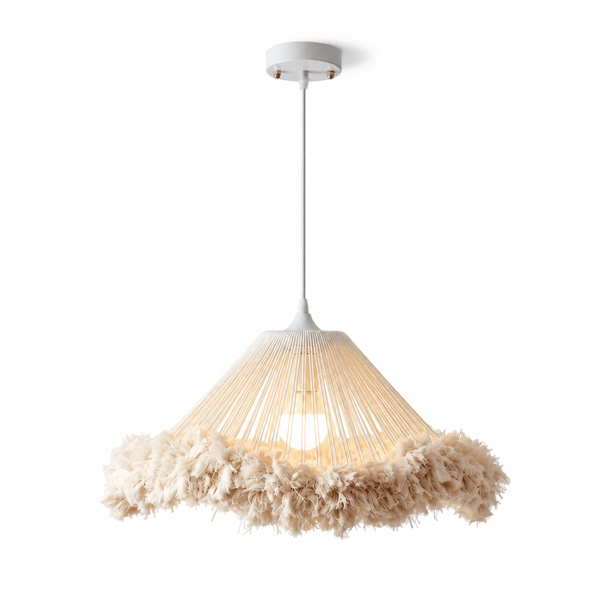 Meringue Fringed Cotton Cone Pendant Lamp