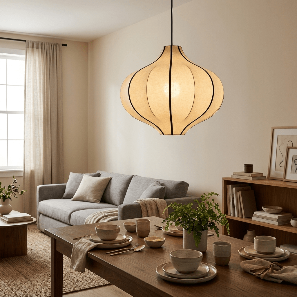 Garlic Fluted Fabric Pendant Lamp