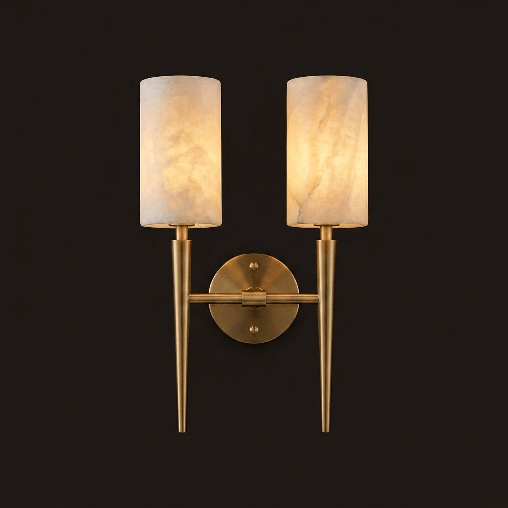 Spire Alabaster Twin Sconce