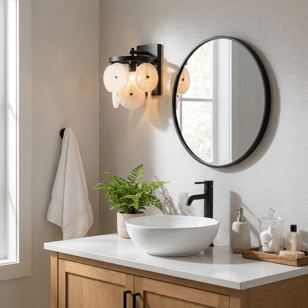Rosette Alabaster Disc Sconce