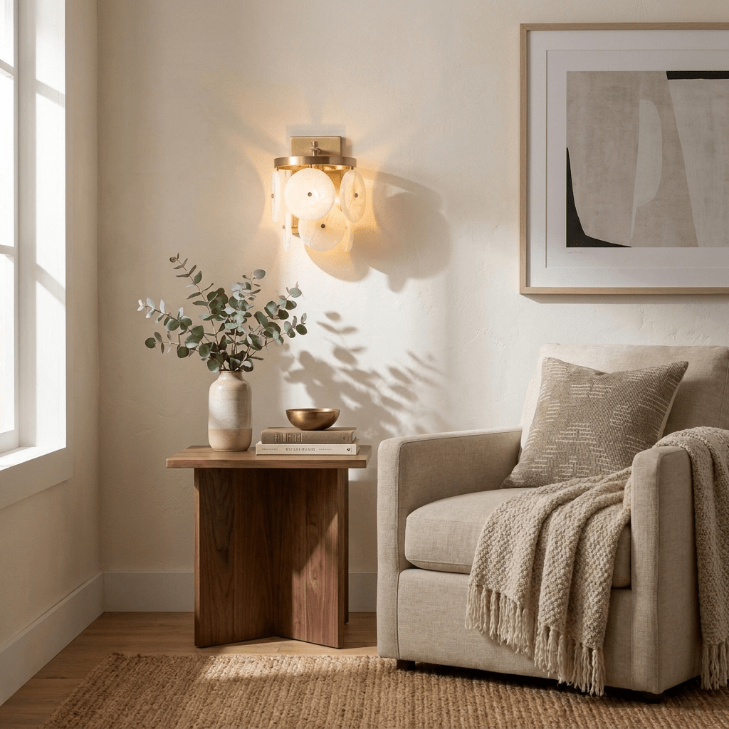 Rosette Alabaster Disc Sconce