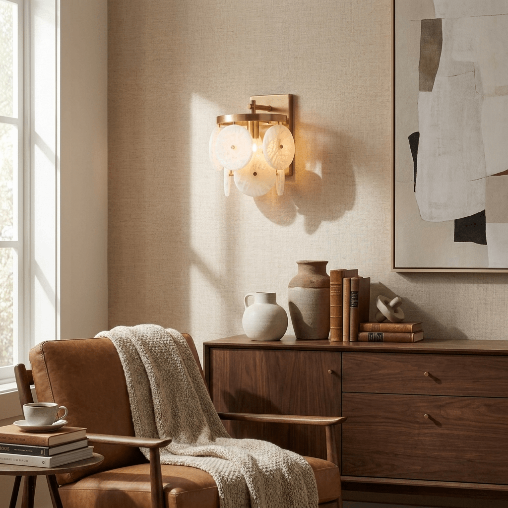 Rosette Alabaster Disc Sconce