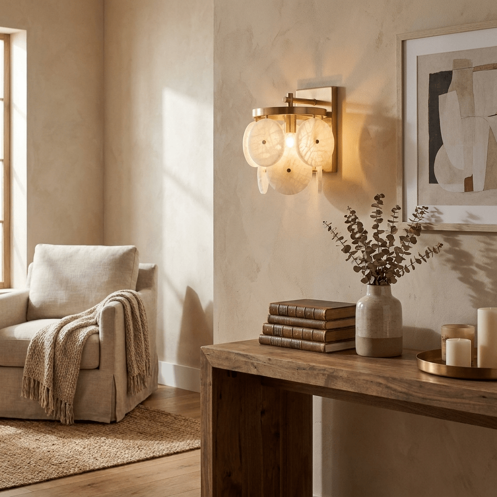 Rosette Alabaster Disc Sconce