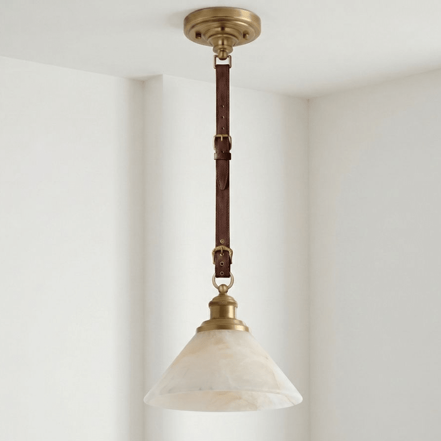 Camden Leather Strap Alabaster Pendant Lamp