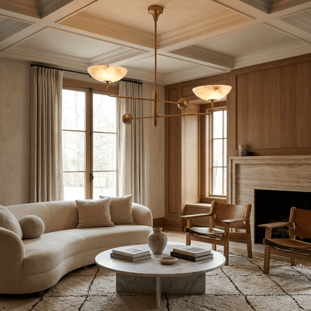 Compass Alabaster Bowl Chandelier