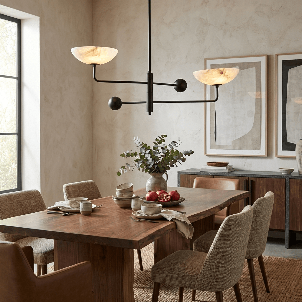 Compass Alabaster Bowl Chandelier