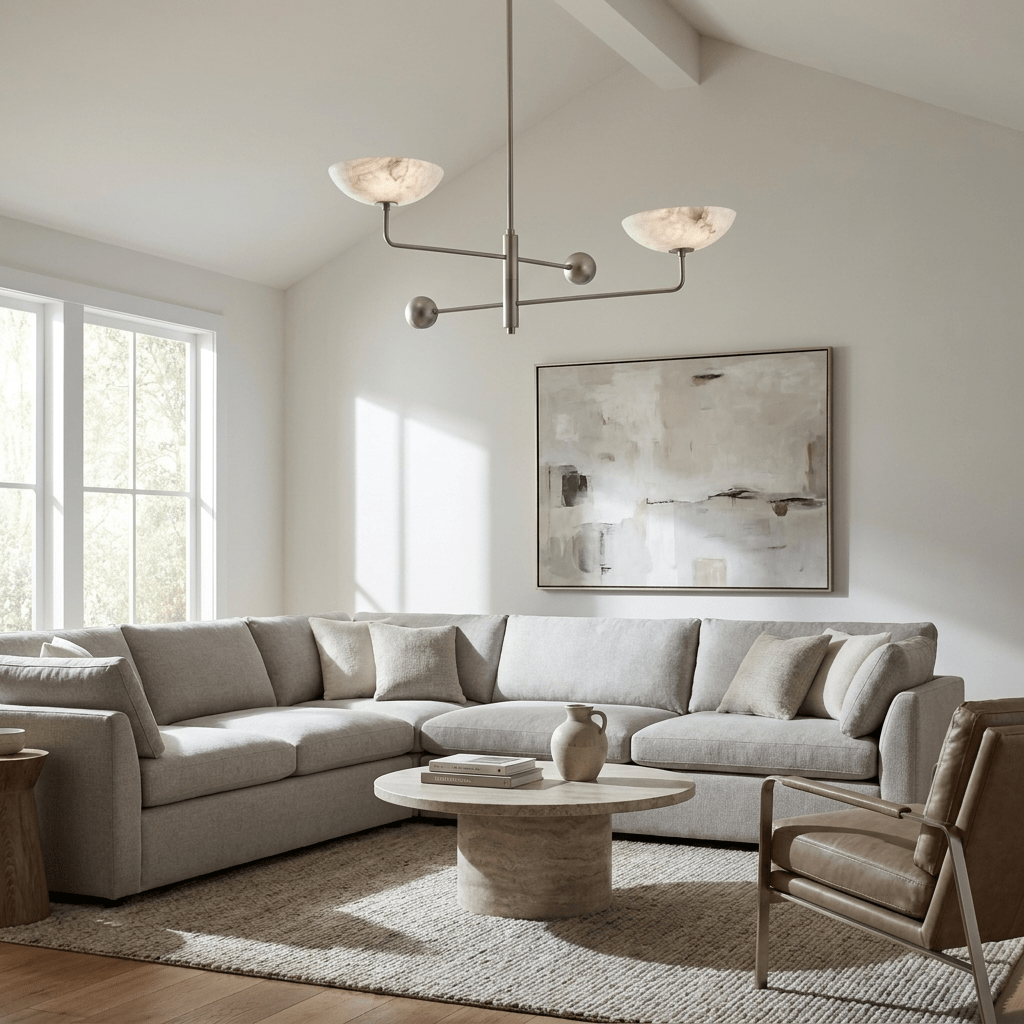 Compass Alabaster Bowl Chandelier