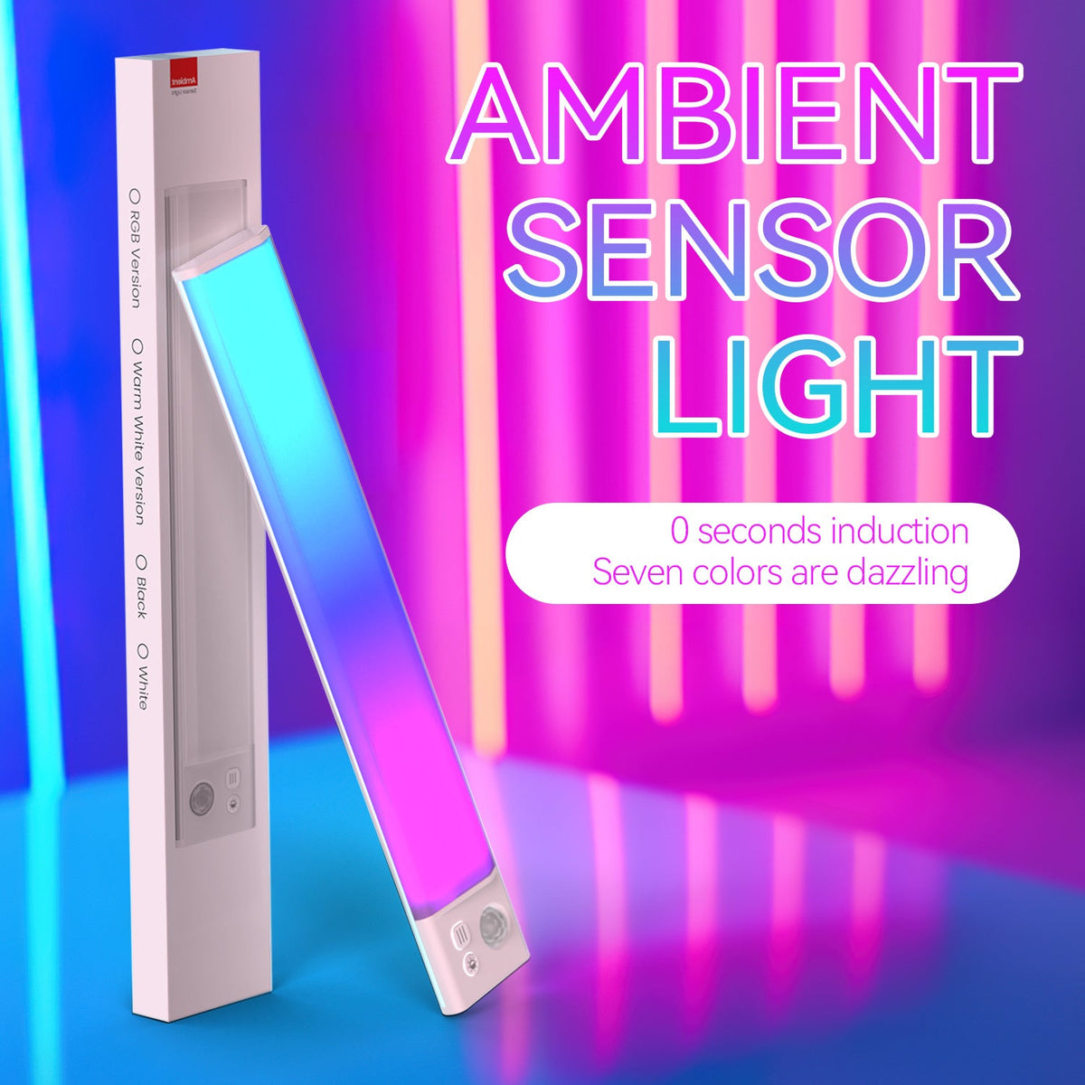 Under Cabinet Lights, Motion Sensor Light Indoor,Motion Sensor Night Light,White LED Under Counter Fixture, 7-Color Ambient Lighting, Glow lamp,Auto On/Off,Wall Sconce for Bedroom,Staircase