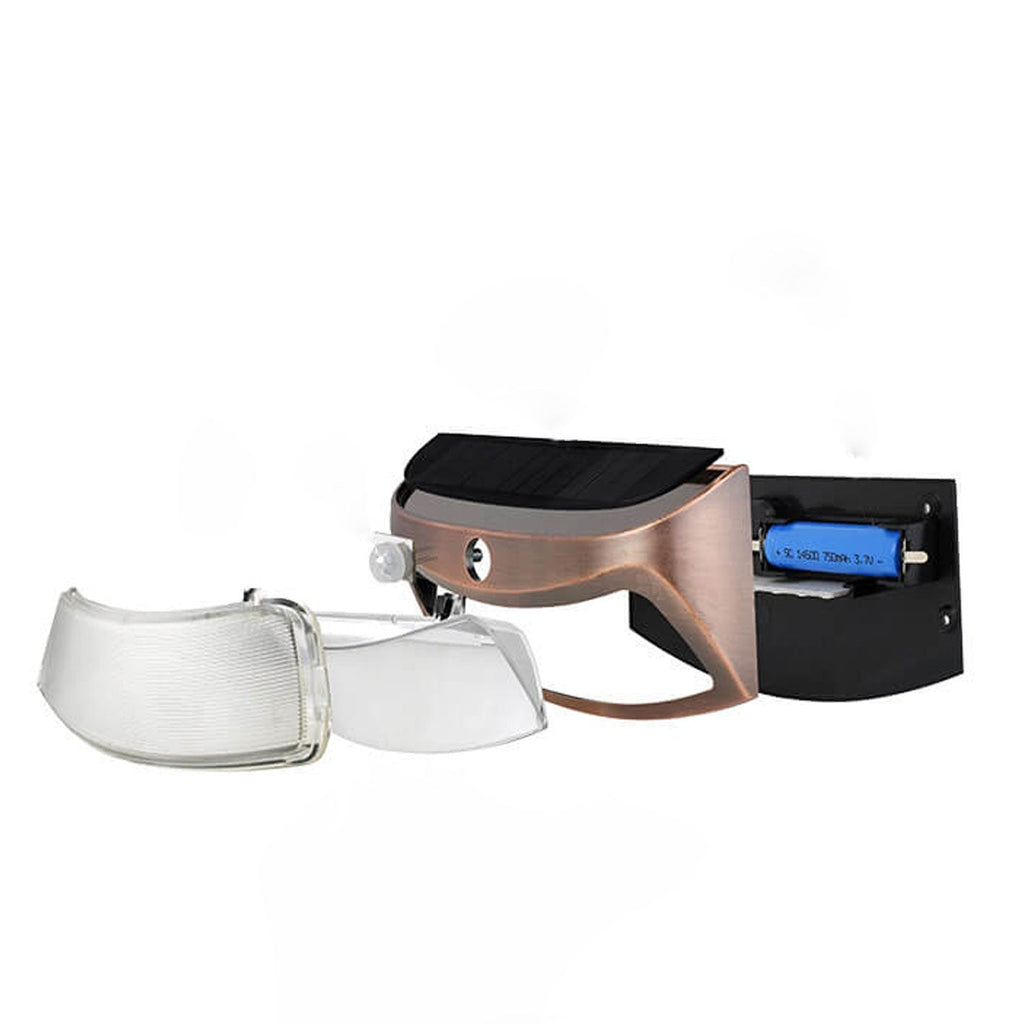 Alder Solar Motion Wall Light, Black or Rose Gold IP65 Waterproof Solar Motion Sensor Light for Gate, Shed & Garage