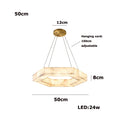 2026 Trendy Hexagonal Marble LED Chandelier Suspension Luminaire Lampen Alabaster Pendant Light Hanging Lamp for Living Room