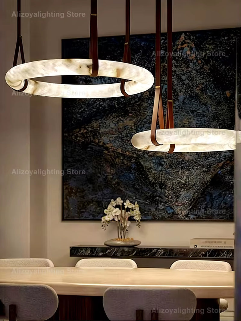 Zoya Contemporary ZY0325 Alabaster Pendant Light Elegant Alabaster Home Application LED Dimmable for Living Room Dining Room