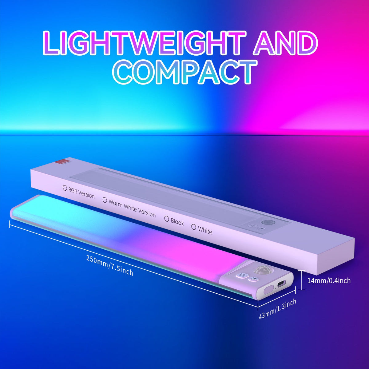 Under Cabinet Lights, Motion Sensor Light Indoor,Motion Sensor Night Light,White LED Under Counter Fixture, 7-Color Ambient Lighting, Glow lamp,Auto On/Off,Wall Sconce for Bedroom,Staircase