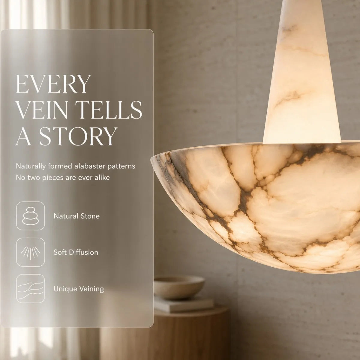 Modern Nordic 2026 Designer Pendant Lamp Natural Alabaster Bowl Cone Neck Saucer Dimmable LED for Kitchen Island Room Decor