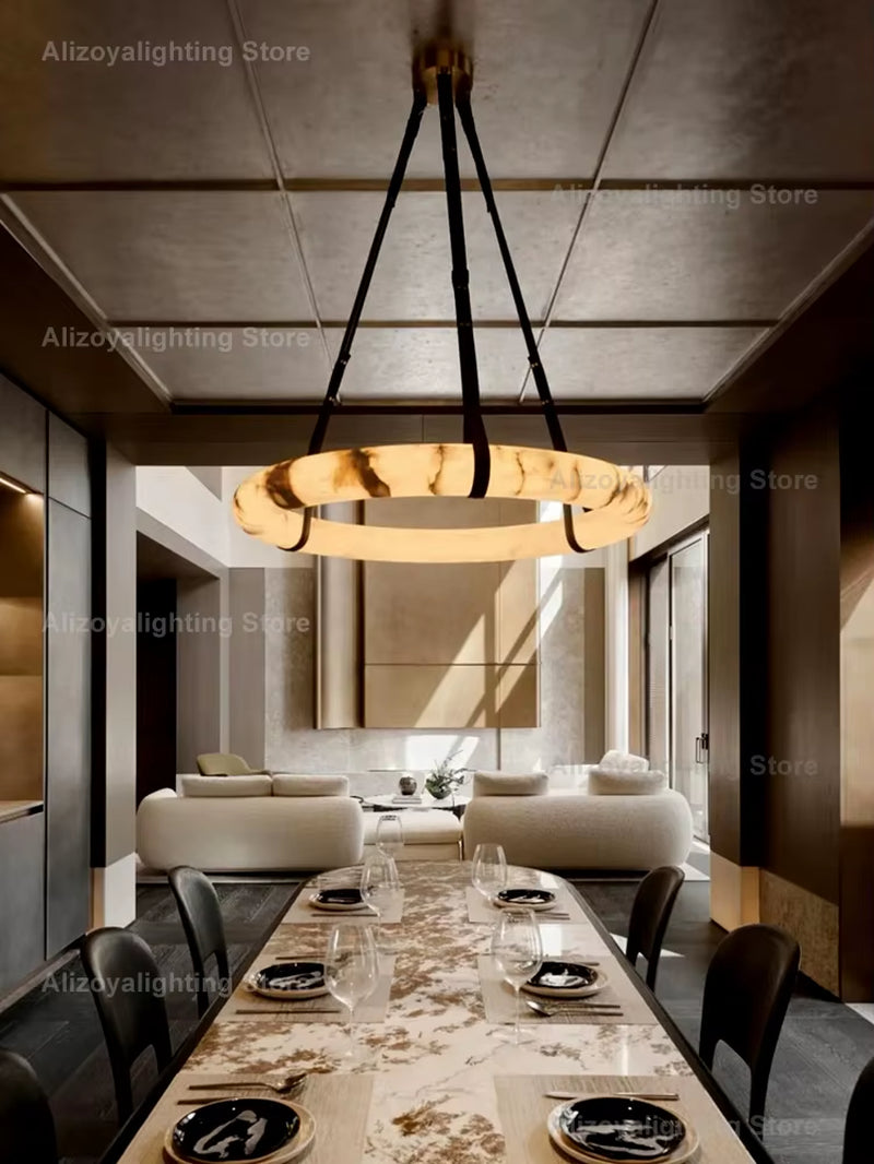 Zoya Contemporary ZY0325 Alabaster Pendant Light Elegant Alabaster Home Application LED Dimmable for Living Room Dining Room