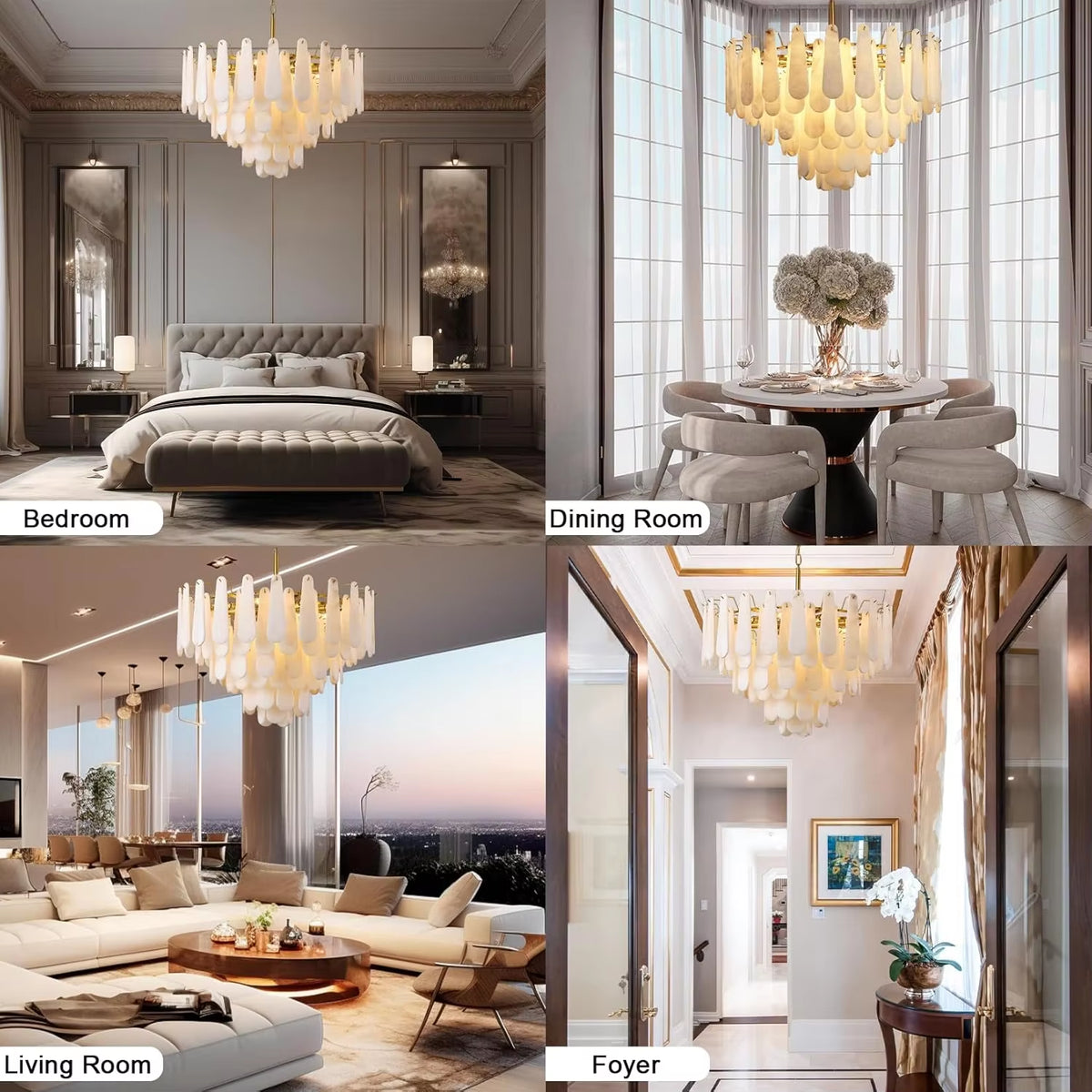 Round Alabaster Chandelier Lamp White Marble Lights Brass Ceiling Chandeliers for Dining Room Bedroom Foyer Living Room Entryway