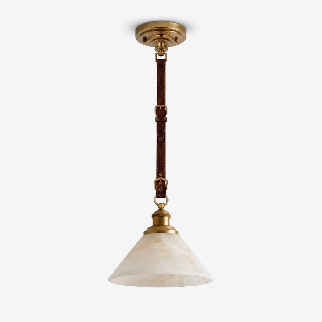 Camden Leather Strap Alabaster Pendant Lamp