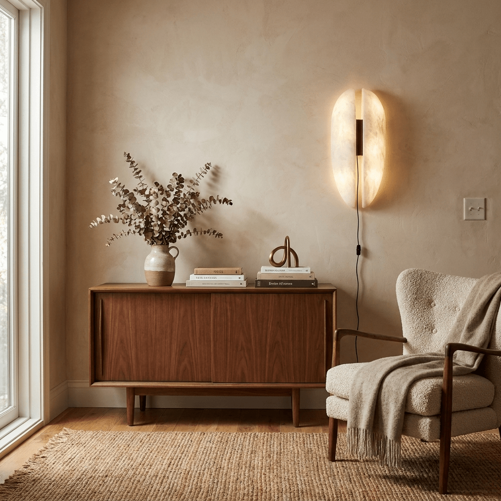 Alabaster Veil Plug-in Wall Sconce