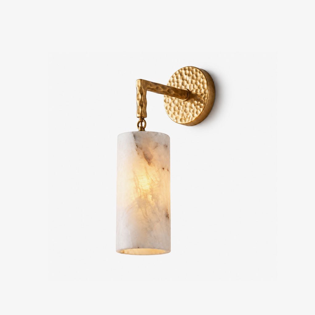 Anvil Hammered Alabaster Wall Sconce