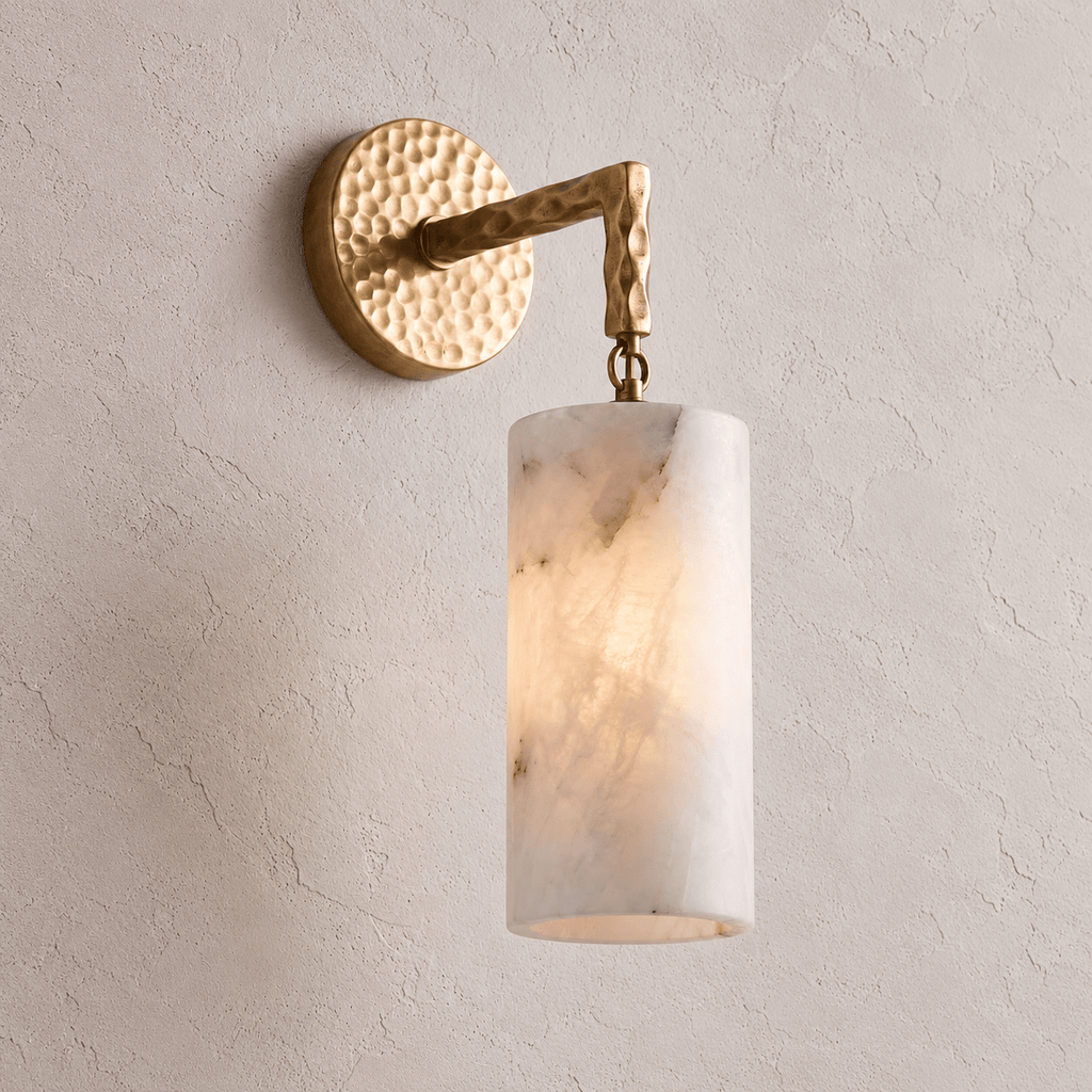 Anvil Hammered Alabaster Wall Sconce
