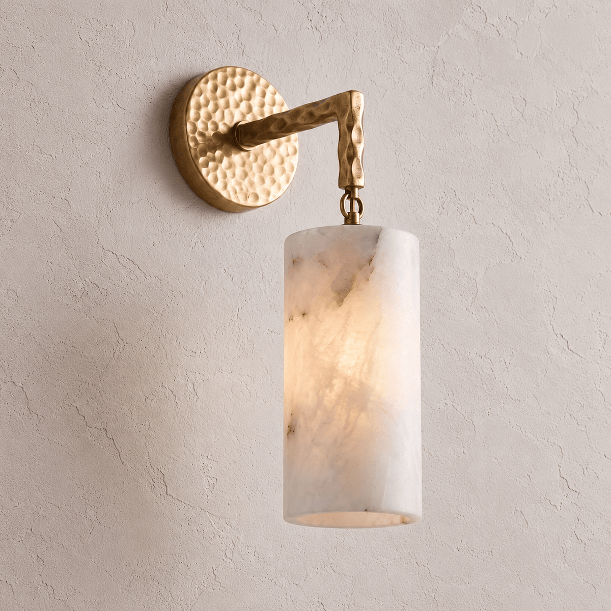Anvil Hammered Alabaster Wall Sconce