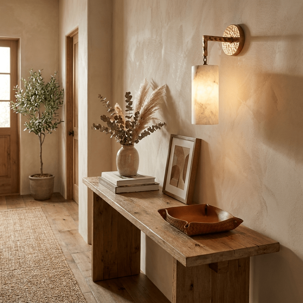 Anvil Hammered Alabaster Wall Sconce