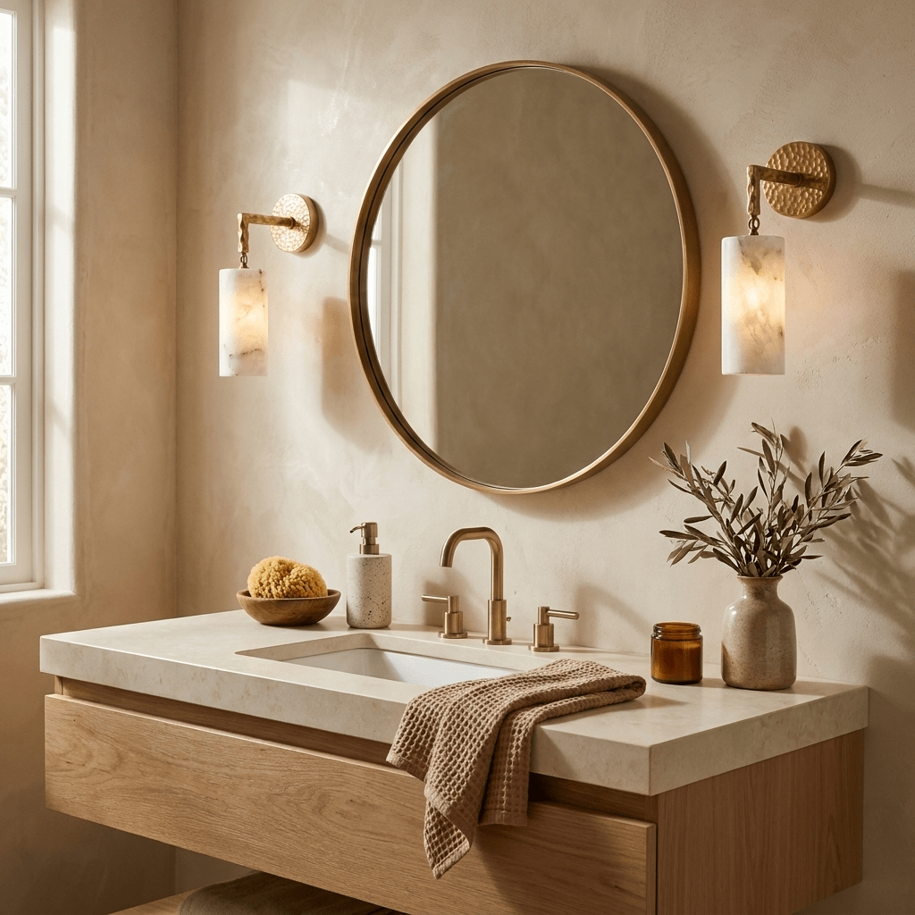 Anvil Hammered Alabaster Wall Sconce