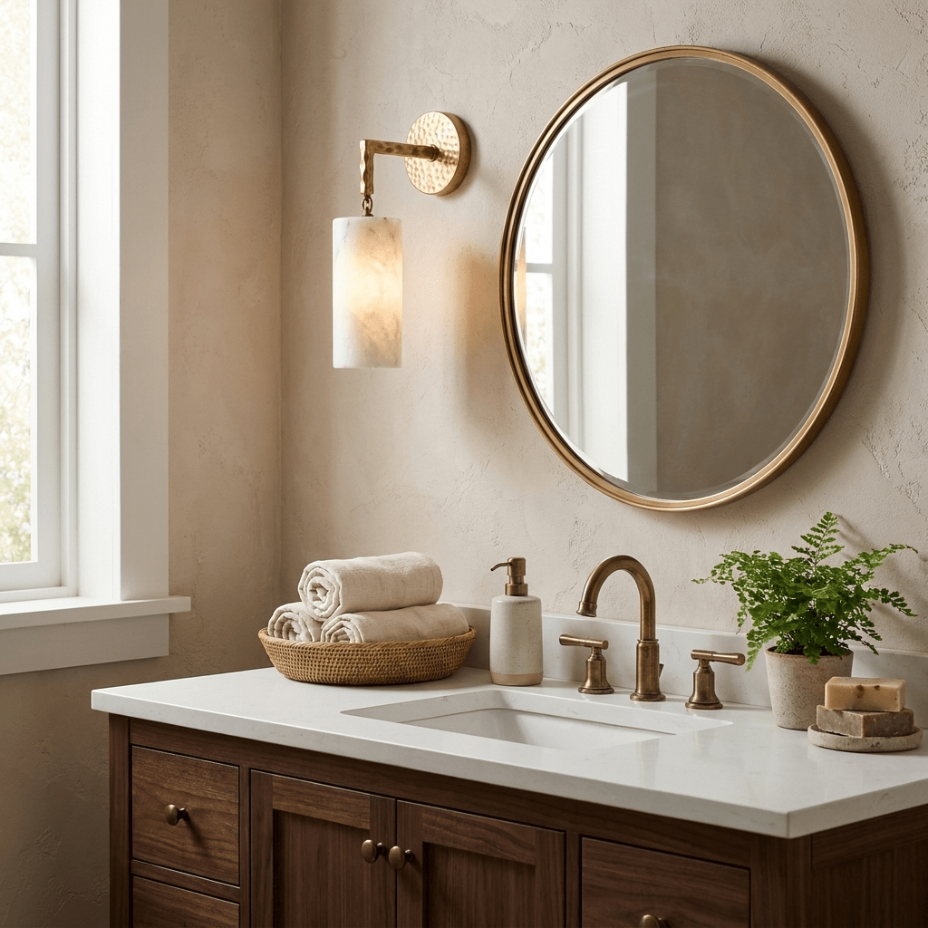 Anvil Hammered Alabaster Wall Sconce
