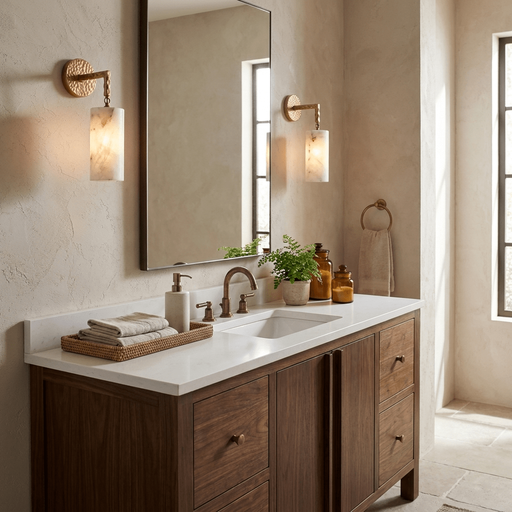 Anvil Hammered Alabaster Wall Sconce