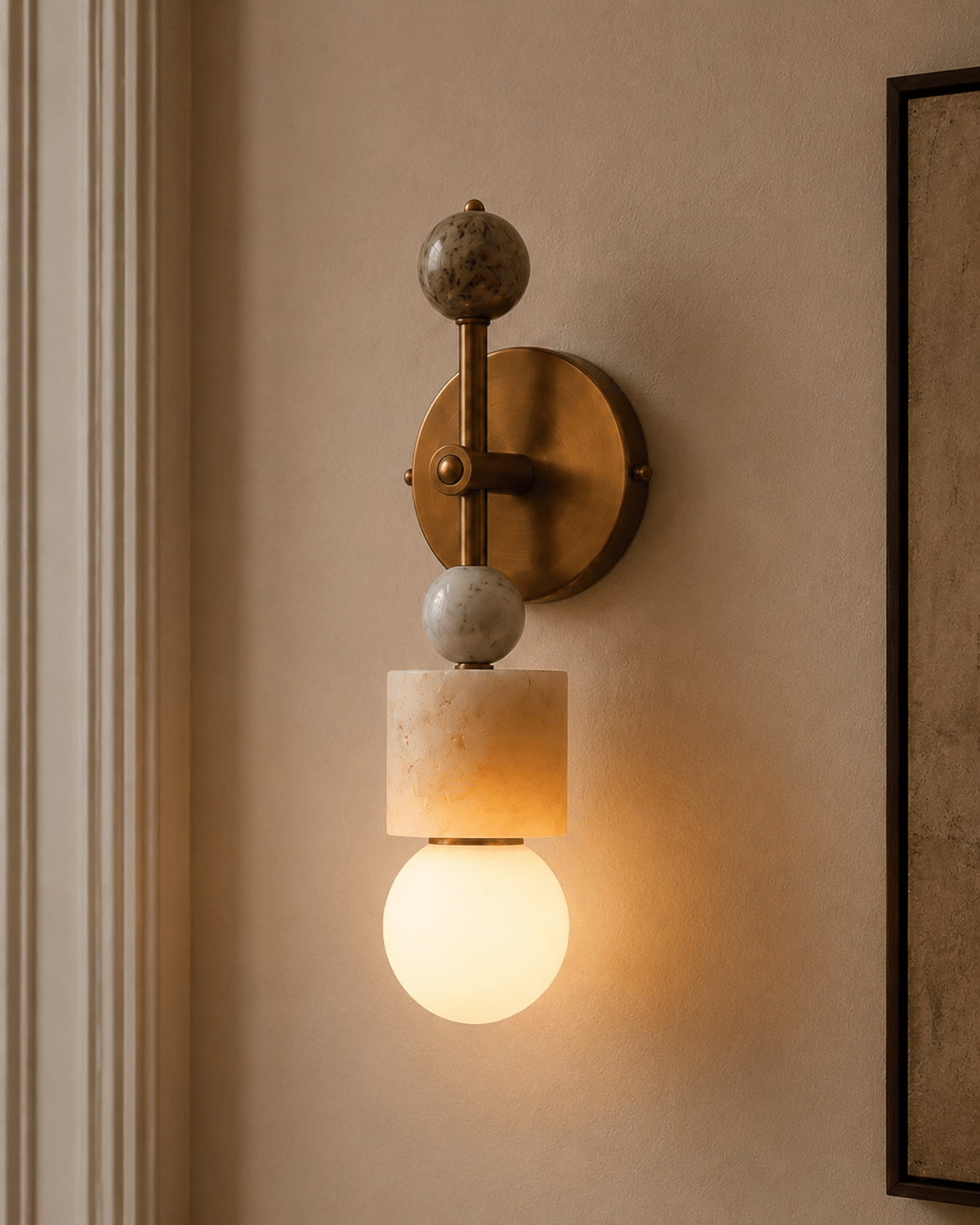 Aurevia Brass Marble Wall Sconce