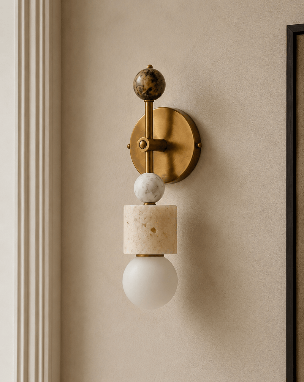 Aurevia Brass Marble Wall Sconce