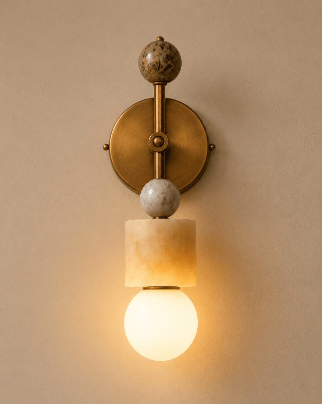 Aurevia Brass Marble Wall Sconce