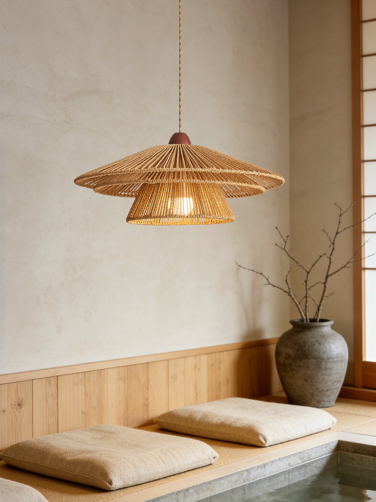Avelora Paper Rattan Pendant Light
