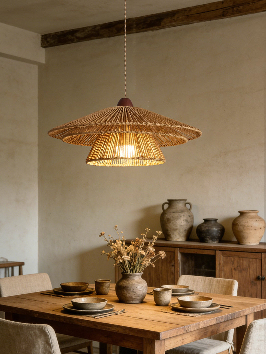 Avelora Paper Rattan Pendant Light