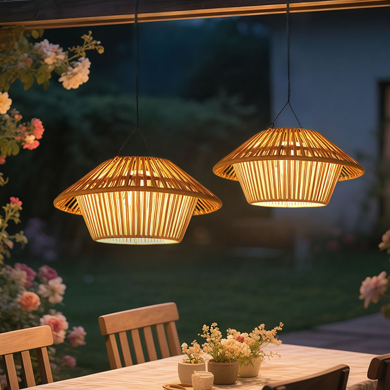 Willow Rattan Solar Pendant