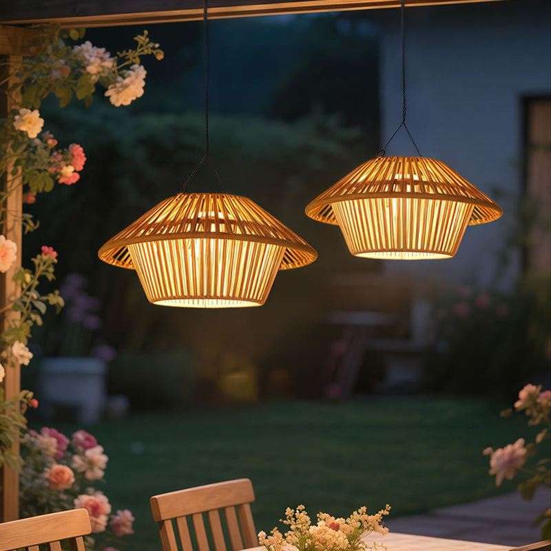 Willow Rattan Solar Pendant